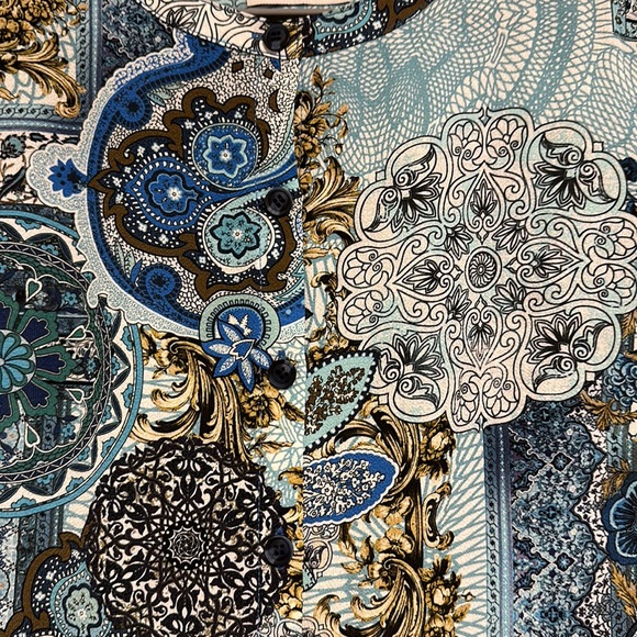 NWT- Joan Rivers Classics Collection, Print Textured Blouse, long Sleeves - Picture 7 of 12